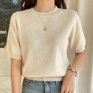 DAZY - Solid Ribbed Knit Top (Small)